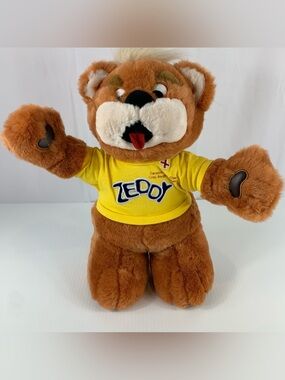 Vintage Zeddy Bear Canadian Red Cross Zellers Stores 15" Plush Yellow Sweater